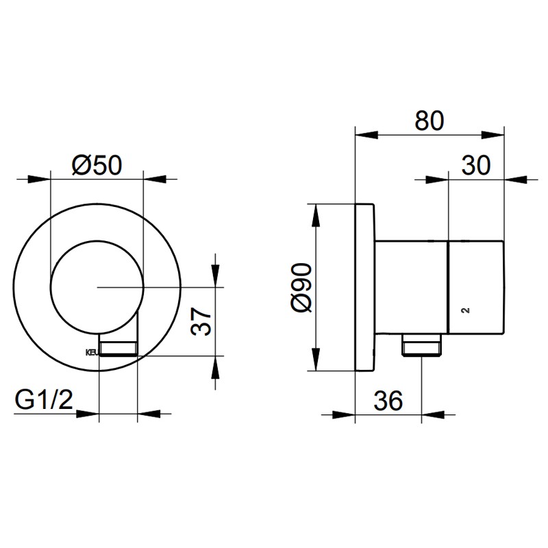 KE 3-Wege Umstellventil IXMO Pure 59548, Schlauchanschluss, rund,Edelstahl-finish