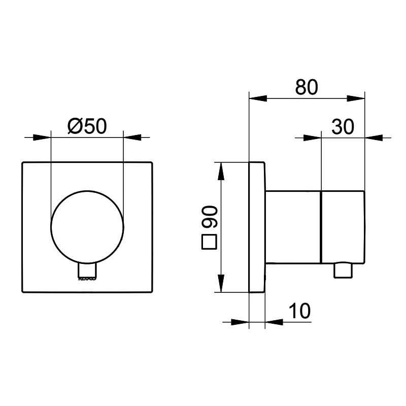 KE Absperrventil IXMO Comfort 59541, eckig, Bronze gebürstet