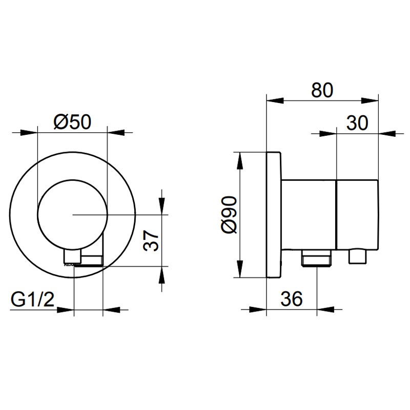 KE Absperrventil IXMO Comfort 59541,rund Schlauchanschluss, Schwarzchrom geb.
