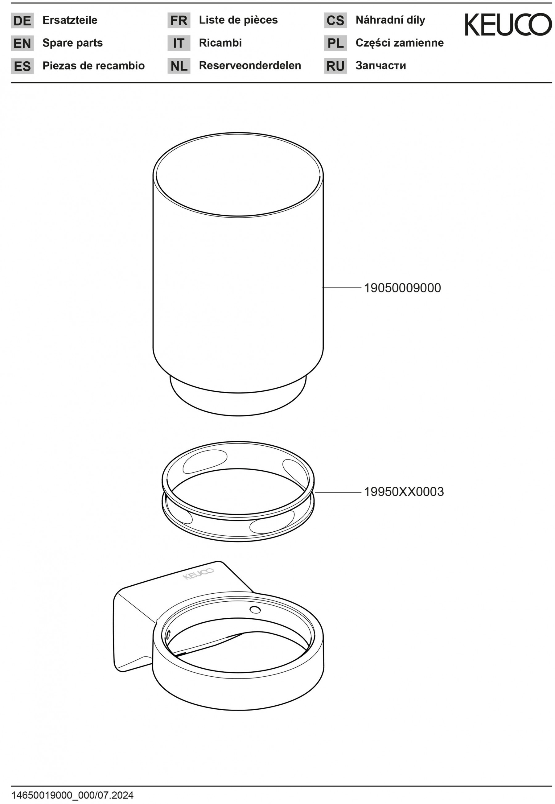 KE Glashalter Aveno 14650,  mit Echtkristall-Glas, verchromt