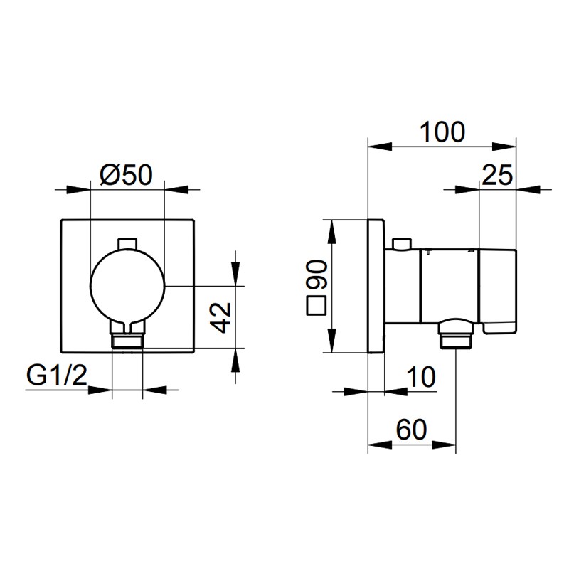 Keuco IXMO Thermostat 59554, eckig, verchromt