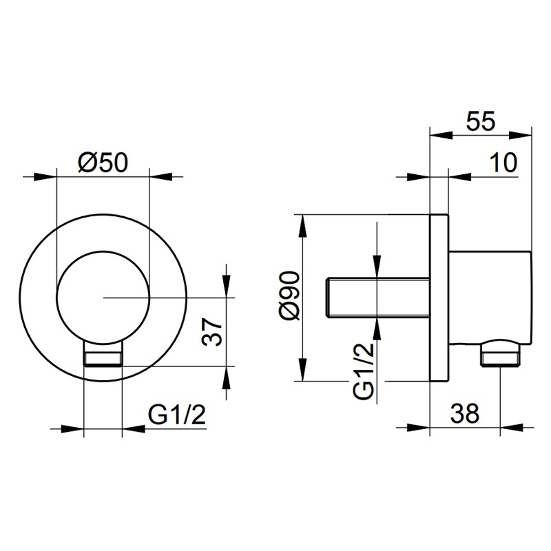 KE Schlauchanschluss IXMO 59547, rund, Aluminium-finish