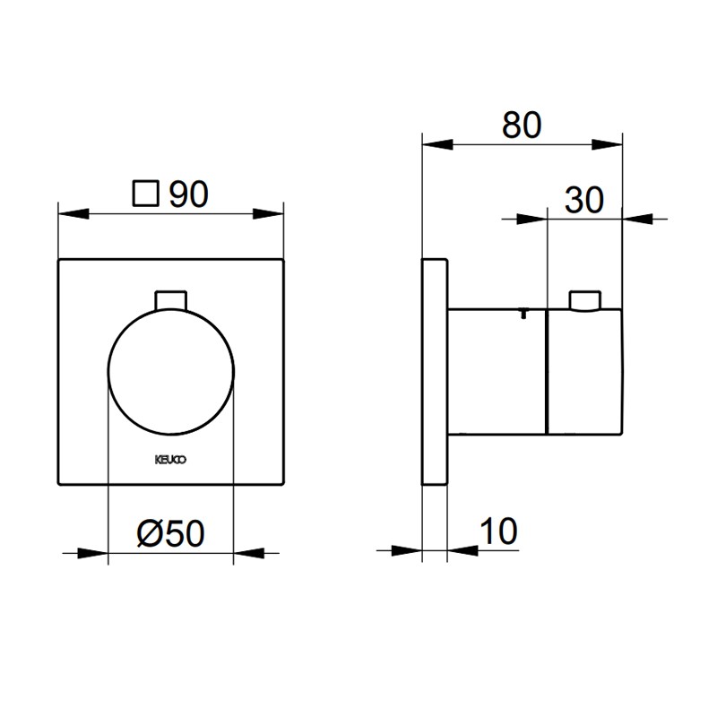 Keuco Thermostatarmatur IXMO 59553, eckig, verchromt