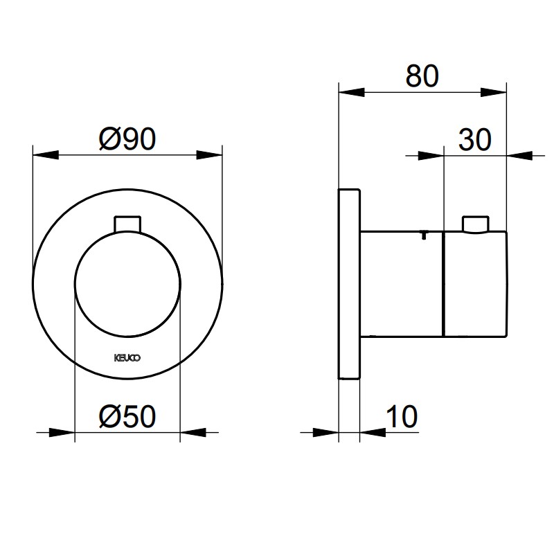 KE Thermostatarmatur IXMO 59553, rund, Edelstahl-finish