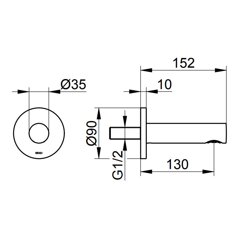 KE Wanneneinlauf IXMO 59545, rund, 152 mm, Schwarzchrom gebürstet
