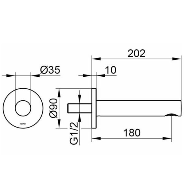 KE Wanneneinlauf IXMO 59545, rund, 202 mm, Bronze gebürstet