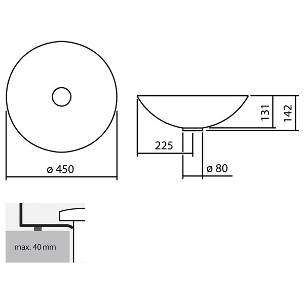 Alape Schalenbecken K450.GS 3502000 Weiß