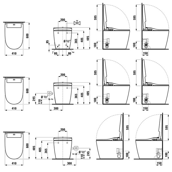 LF Dusch-WC ALVIA, bodenstehend Spülrandlos, Tiefspüler LCC Weiß