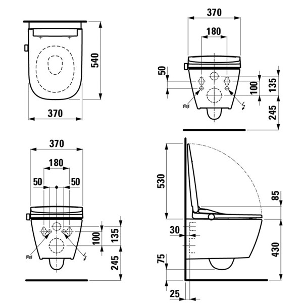 LF WC-Sitz+Deckel CLEANET MEDA Spülrandl. Wand-WC Silent Flush, weiß