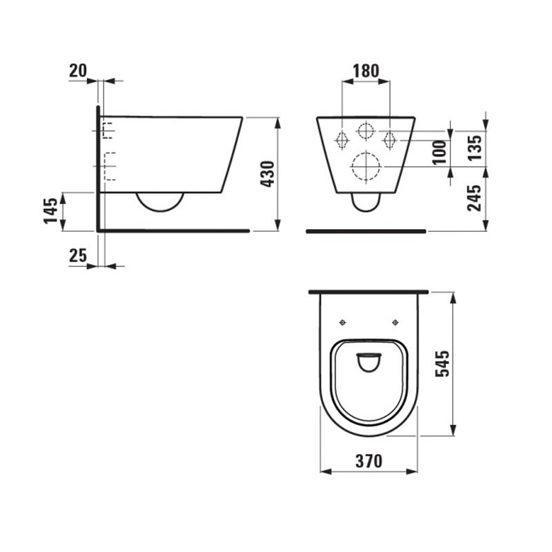 Laufen Kartell spülrandloses, wandhängendes-Tiefspül-WC H8203370000001