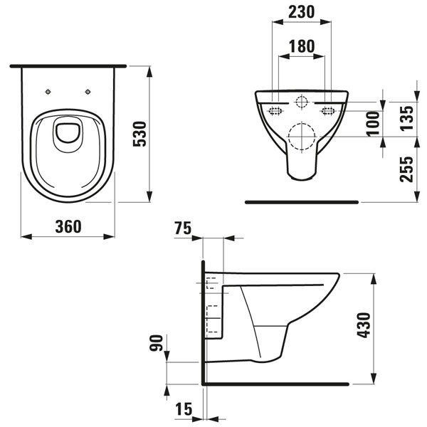 LAUFEN Pro Pack spülrandloses Wand-WC mit Sitz und Deckel, weiß  (H8669510000001) (H8669510000001)