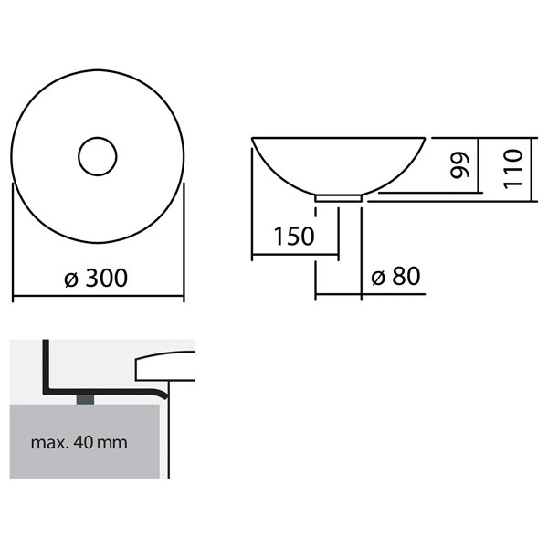 Alape Schalenbecken K300.GS 3500000 Weiß