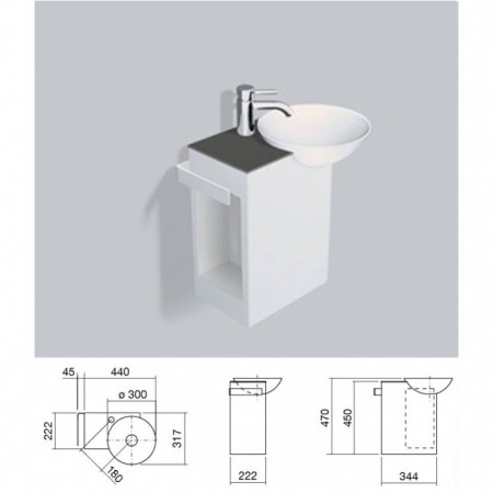 Alape Waschplatz Insert2 5242000 Anthrazit Braun