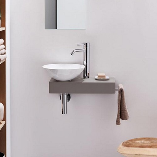 Alape Waschplatz Piccolo Novo links weiß/kiesel matt