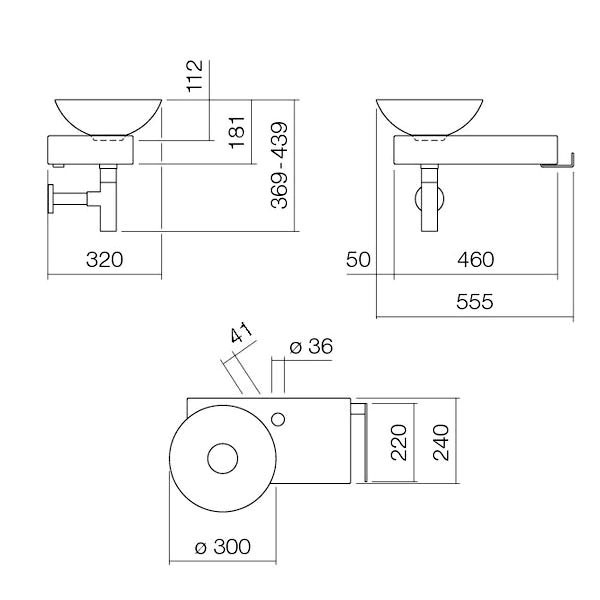 Alape Waschplatz Piccolo Novo links weiß/kiesel matt