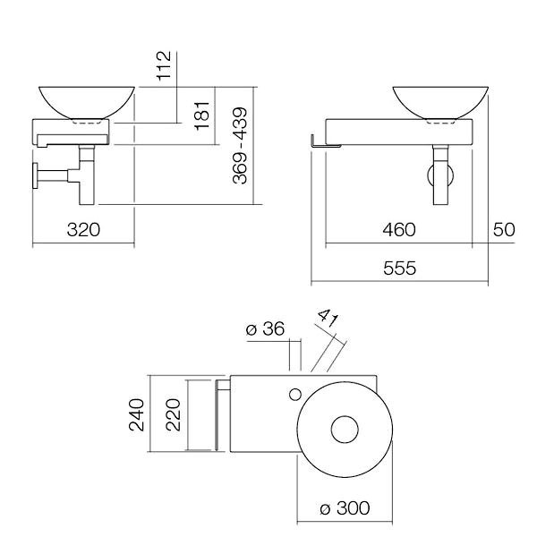 Alape Waschplatz Piccolo Novo rechts weiß/kiesel matt