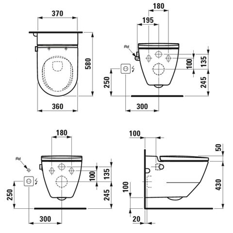 LF Wand-Tiefspül-Dusch-WC CLEANET NAVIA 580x360mm spülrandlos LCC weiß