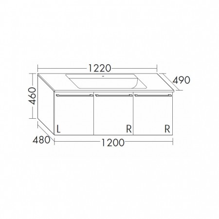 Burgbad Bel Glas-Waschtisch + Unterschrank 1220 PG3  