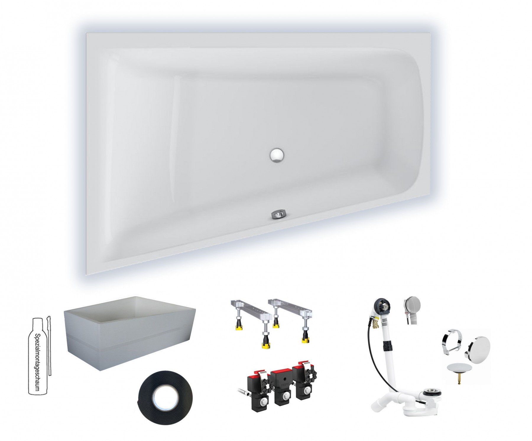 Badewanne Life2/M100 links 1700x1200x800 Acryl Trapez Badewanne