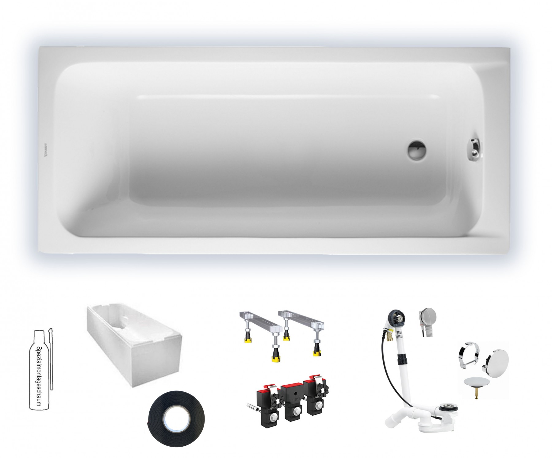 Duravit D-Code 1700x750mm, 700100000000000, Badewanne Einbauversion, Ablauf Fußbereich, weiß