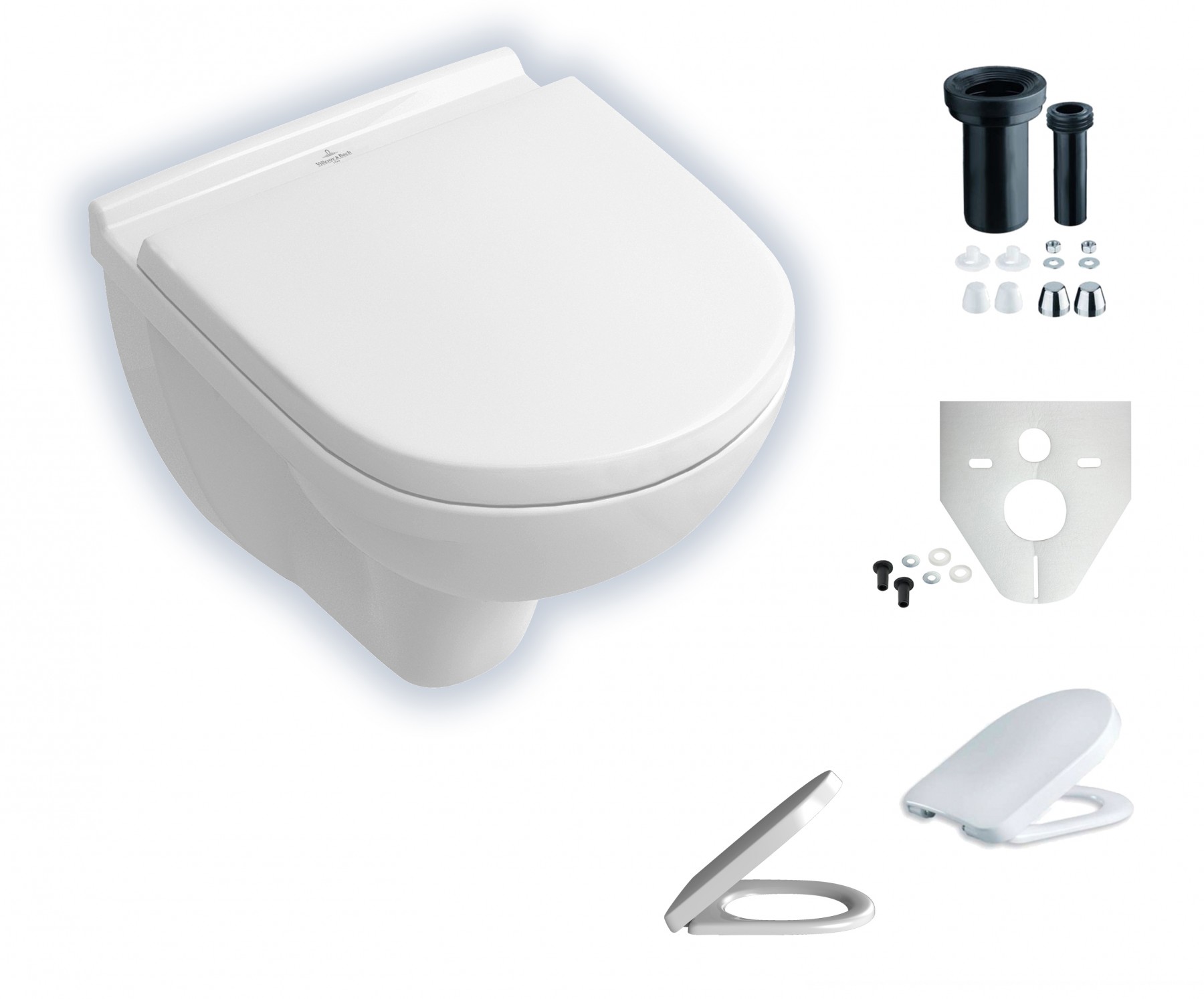 Villeroy & Boch O.Novo wandhängendes-Tiefspül-WC Compact mit CeramicPlus-Beschichtung 568810R1