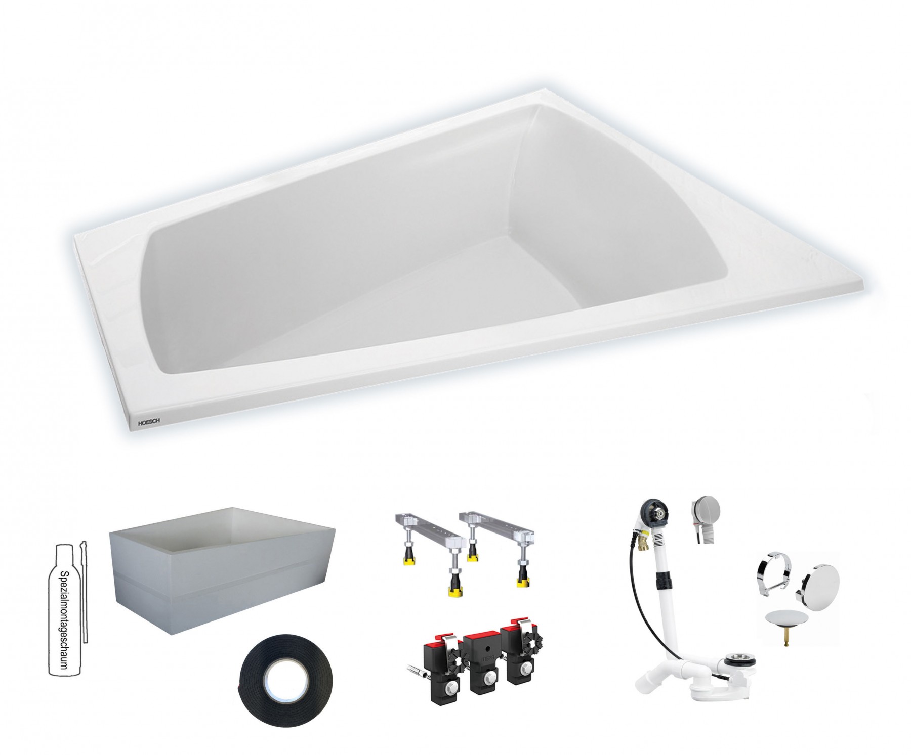 Hoesch Largo 1800x1400 rechts Trapez-Badewanne weiß 3706.010