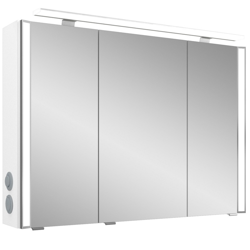 Pelipal S26 neutraler Spiegelschrank 800 mit seitlichem Lichtprofil und Aufsatzleuchte