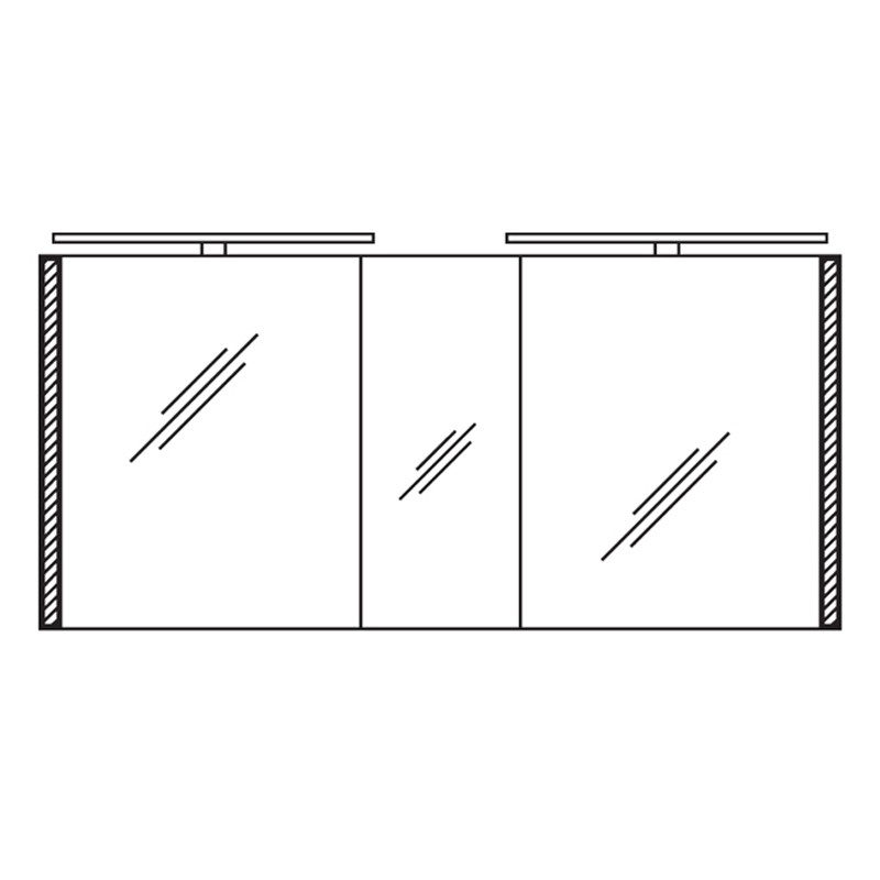 Pelipal S26 neutraler Spiegelschrank 1500 mit seitlichem Lichtprofil und Aufsatzleuchte