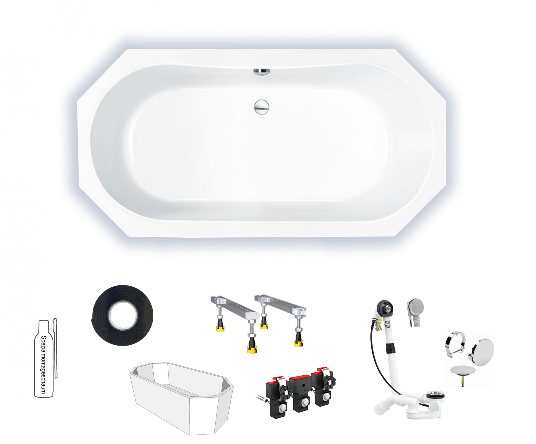 Repabad Helios 180 N 180x90x45 Achteck-Badewanne