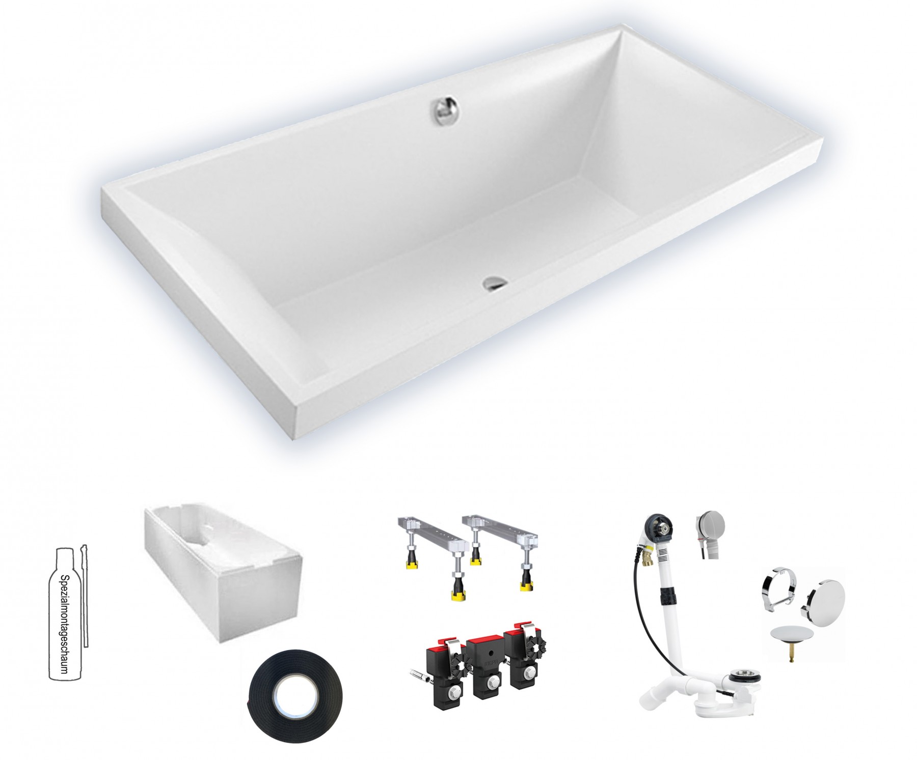 Wannenset Villeroy & Boch Rechteck Squaro 180x80cm