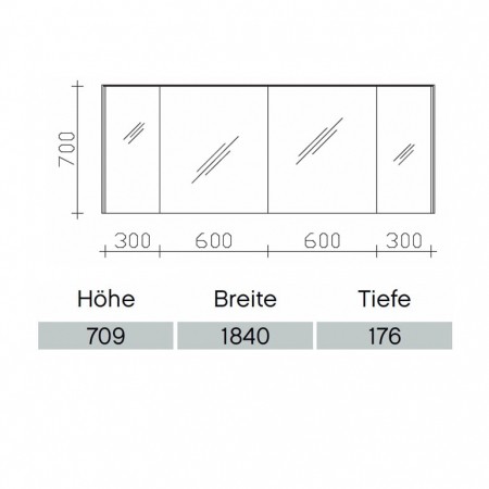 Pelipal Solitaire 6010 Spiegelschrank 1840mm  