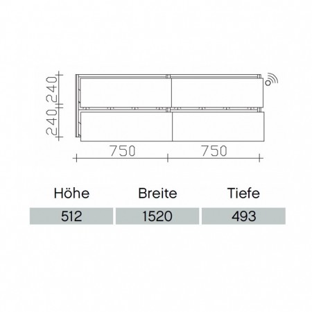 Pelipal Solitaire 6010 Waschtischunterschrank PG2 1520mm mit Bewegungssensor