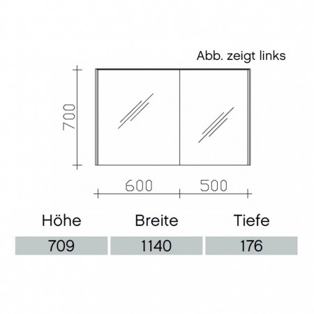 Pelipal Solitaire 6010 Spiegelschrank 1140mm  