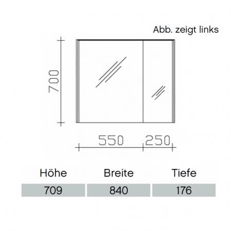Pelipal Solitaire 6010 Spiegelschrank 840mm  
