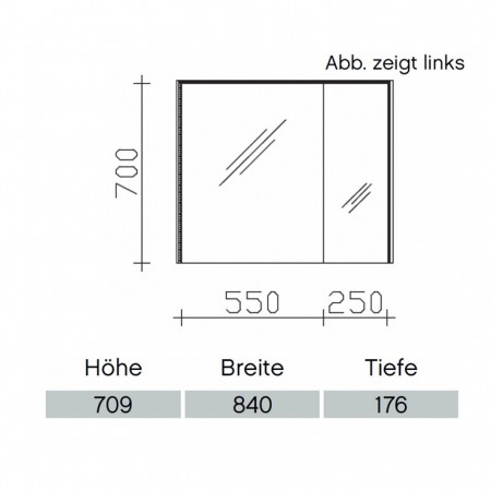 Pelipal Solitaire 6010 Spiegelschrank 840mm  