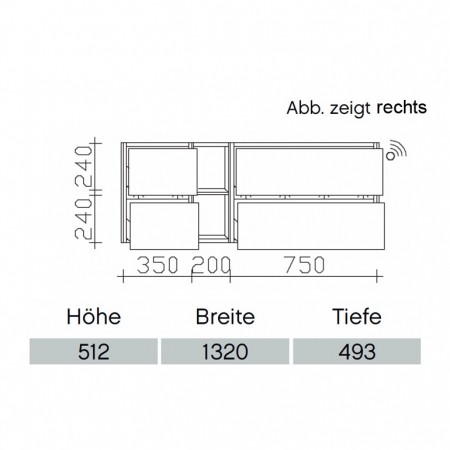 Pelipal Solitaire 6010 Waschtischunterschrank PG1 1320mm mit Bewegungssensor