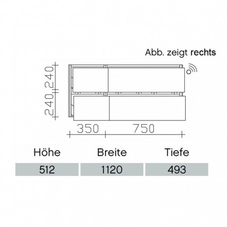 Pelipal Solitaire 6010 Waschtischunterschrank PG2 1120mm mit Bewegungssensor