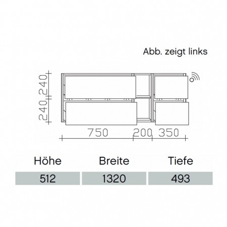 Pelipal Solitaire 6010 Waschtischunterschrank PG2 1320mm mit Bewegungssensor