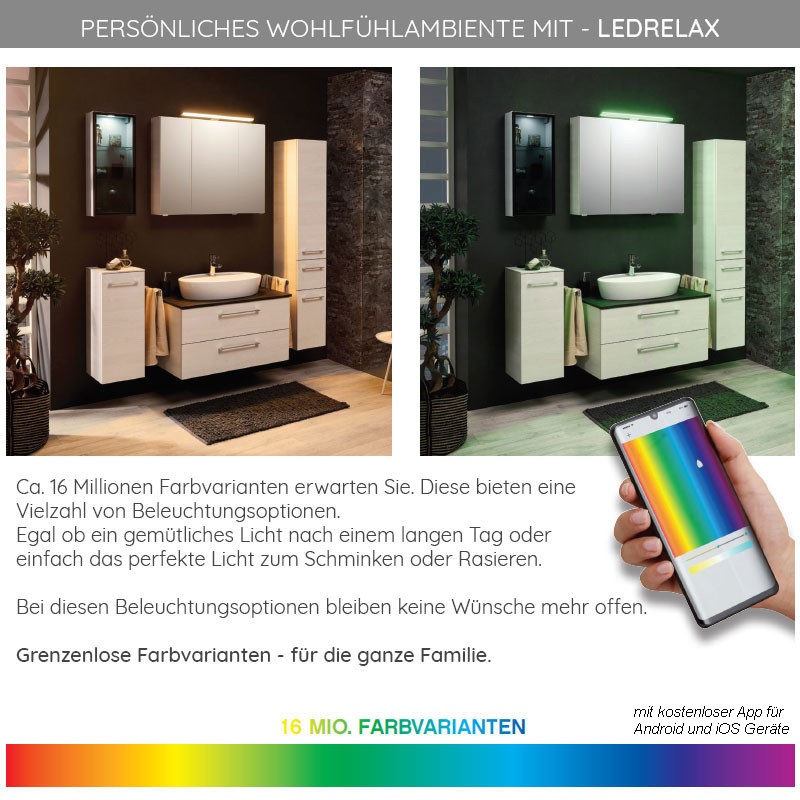 Pelipal S50 neutrale Spiegelschränke LEDrelax 900mm