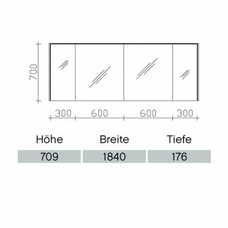 Pelipal Solitaire 6010 Spiegelschrank 1840mm  
