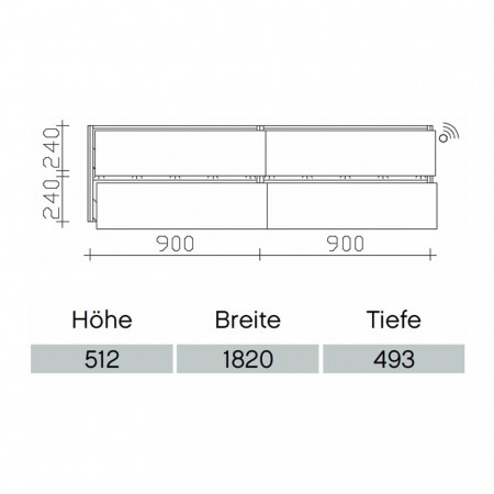 Pelipal Solitaire 6010 Waschtischunterschrank PG1 1820mm mit Bewegungssensor