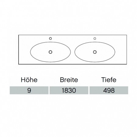 Pelipal Solitaire 6010 Krion-Doppelwaschtisch 1830mm  