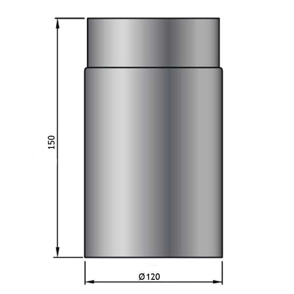 Rockytherm Rauchrohr 150 mm, DM120, Farbe: Grau