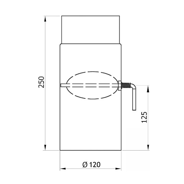 Rockytherm Rauchrohr mit Drosselklappe 250 mm, DM120, Farbe: Grau