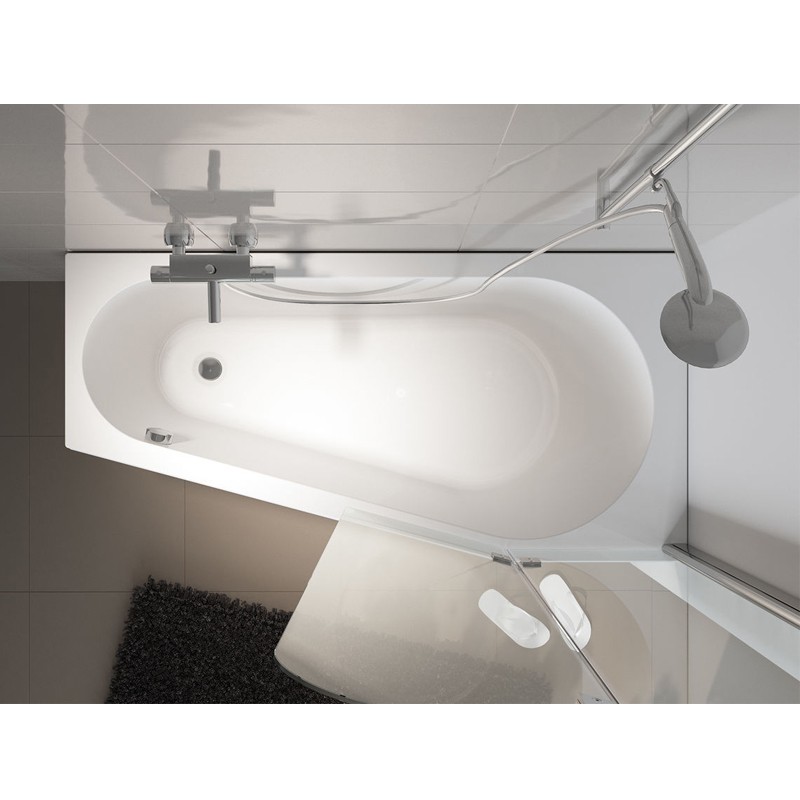 Riho Delta Plug & Play Badewanne, Eckausführung, links, inkl. Füße,  1600x800 mm, 130 Ltr.