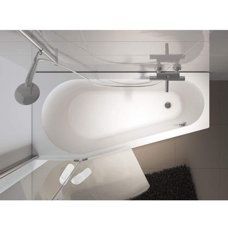 Riho Delta Plug & Play Badewanne, Eckausführung, rechts, inkl. Füße, 1600x800 mm, 130 Ltr.