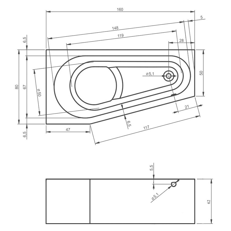 Riho Delta Plug & Play Badewanne, Eckausführung, rechts, inkl. Füße, 1600x800 mm, 130 Ltr.