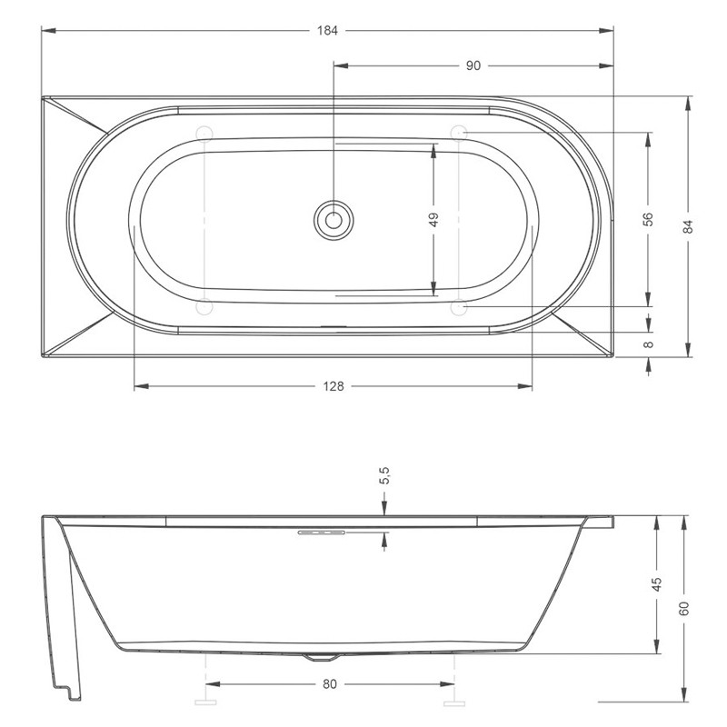 Riho Desire Eck-Badewanne 1800x840 mm, Corner, Rechts, weiß