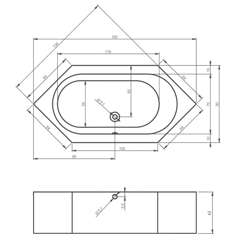 Riho Kansas Plug & Play Badewanne, Eckeinbau, 1900x900mm, 180 Ltr.