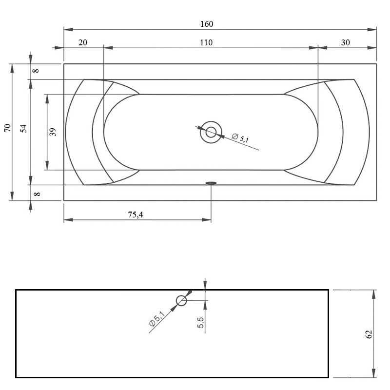 Riho Linares Plug & Play Badewanne, Eckausführung, links, 1600x700mm, 95 Ltr.